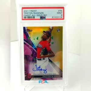 2021 Topps Finest Triston McKenzie RC Auto Gold Refractor /50 PSA 9 MINT